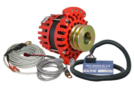 Red XT-SF-170-DV Balmar alternator with black silver components