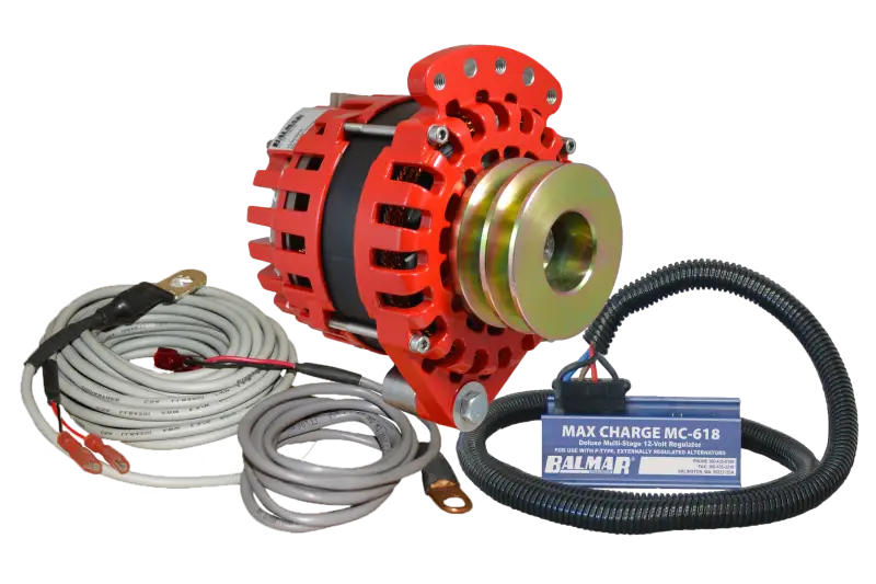 Red XT-SF-170-DV Balmar alternator with black silver components