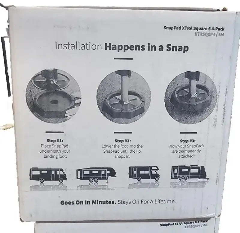 XTRSQSP4 Snappad Snappad Xtra Square 6 - 4 Pack for RV stability and support, featuring easy snap-on installation for square jack feet with durable construction, ideal for RV, automotive, powersports, off-road, marine, exterior, truck accessories, interior, truck bed, RV parts, AVADA - Best Sellers, Must Haves