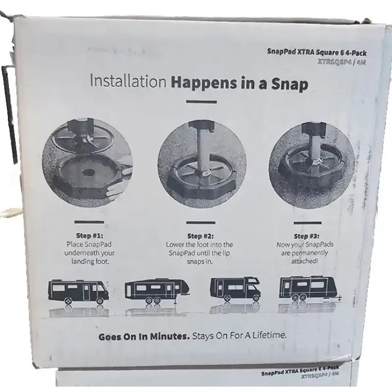 XTRSQSP4 Snappad Snappad Xtra Square 6 - 4 Pack for RV stability and support, featuring easy snap-on installation for square jack feet with durable construction, ideal for RV, automotive, powersports, off-road, marine, exterior, truck accessories, interior, truck bed, RV parts, AVADA - Best Sellers, Must Haves