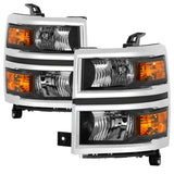 Chrome truck headlights for xTune 14-15 Chevy Silverado 1500 with black trim
