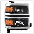 Chrome-trimmed truck headlights for xTune 14-15 Chevy Silverado 1500 in black