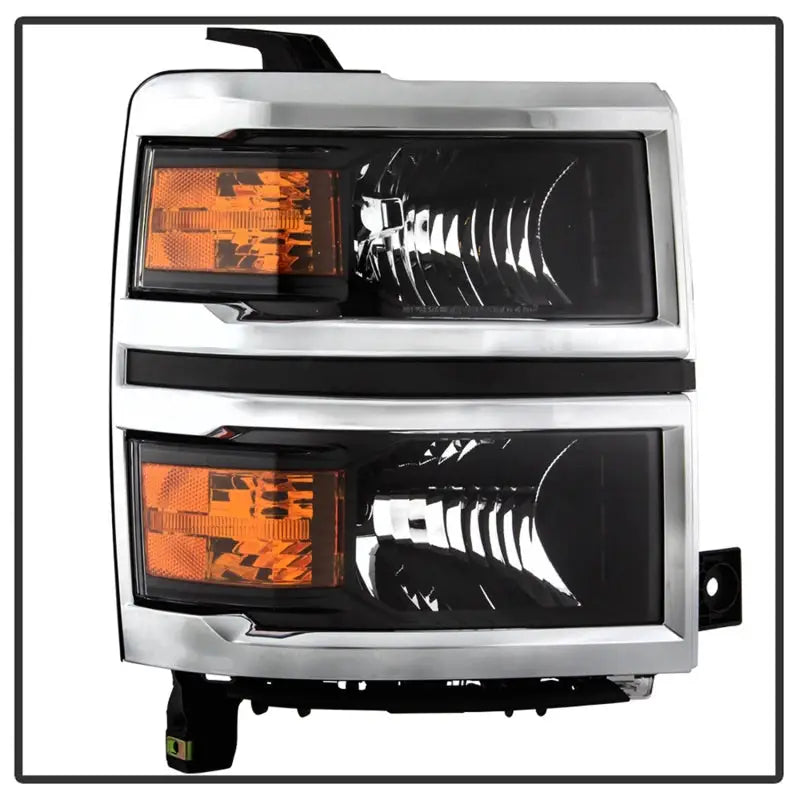 Chrome-trimmed truck headlights for xTune 14-15 Chevy Silverado 1500 in black