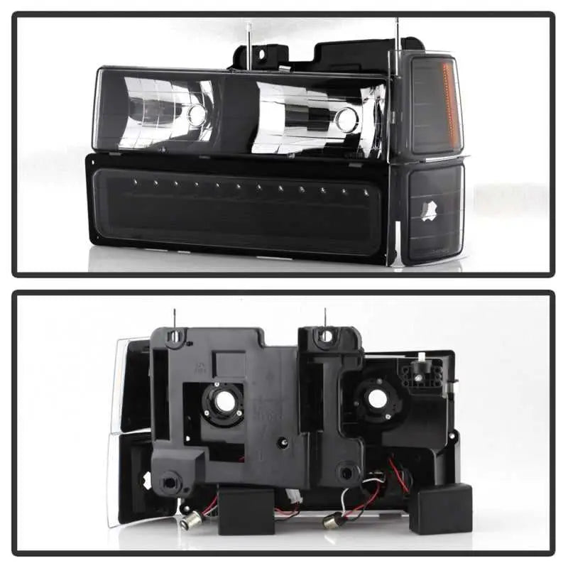Xtune 92-94 Blazer Full Size Corner/LED Bumper Headlights Black HD-JH-CCK88-LED-AM-BK-SET 