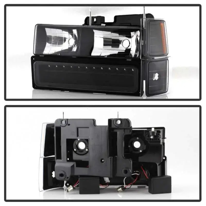 Xtune 92-94 Blazer Full Size Corner/LED Bumper Headlights Black HD-JH-CCK88-LED-AM-BK-SET 