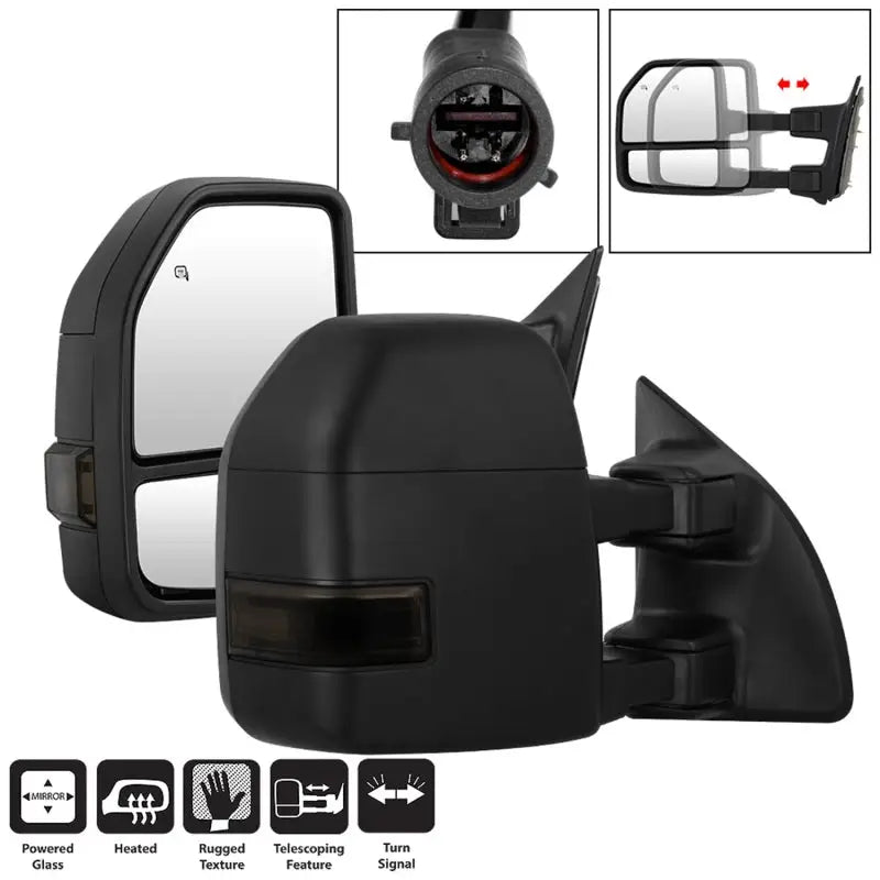 SPYDER xTune 99-07 Ford Super Duty Heated LED Signal Power Mirrors - Smk (Pair) (MIR-FDSD99S-G4-PW-SM-SET)