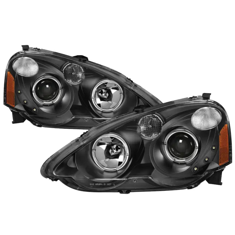 Black halo projector headlights for Acura RSX 2002-2004, cool halo projector look