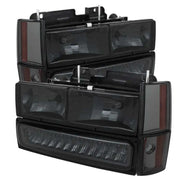 SPYDER Xtune GMC Yukon 92-93 Crystal Headlights w/ Corner & LED Bumper Smoke HD-JH-GMCCK88-LED-AM-SM-SET
