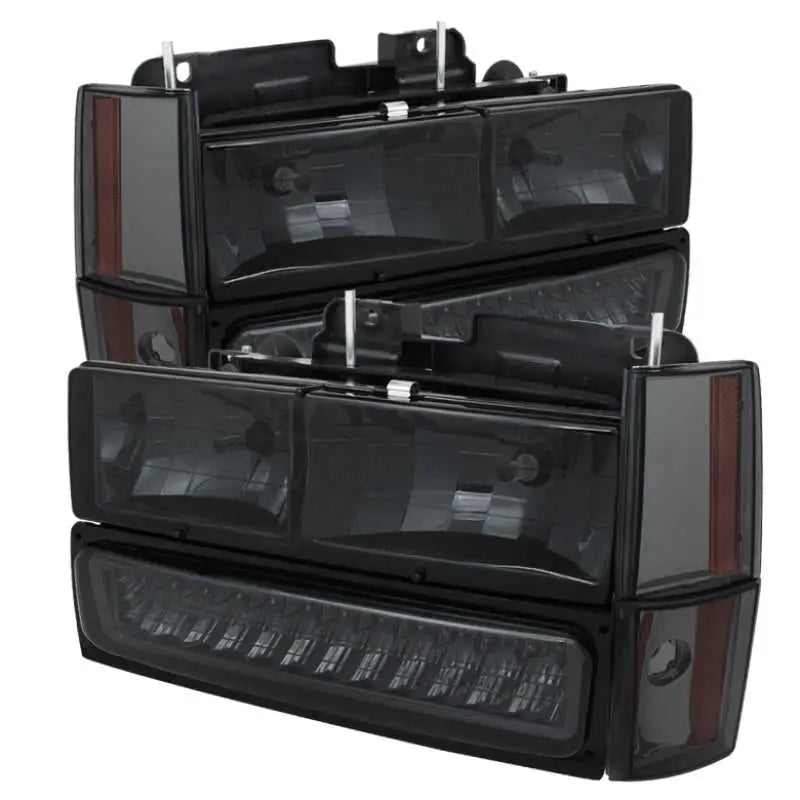 SPYDER Xtune GMC Yukon 92-93 Crystal Headlights w/ Corner & LED Bumper Smoke HD-JH-GMCCK88-LED-AM-SM-SET