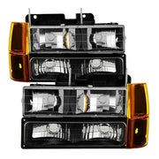SPYDER Xtune GMC Yukon 94-99 Headlights w/ Corner & Parking Lights 8pcs Sets -Black HD-JH-GCK94-AM-BK-SET