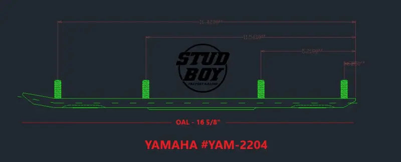 YAM-R2204-40 Stud Boy Round Bars 4 Inch Yam - Skis/Carbides/Runners