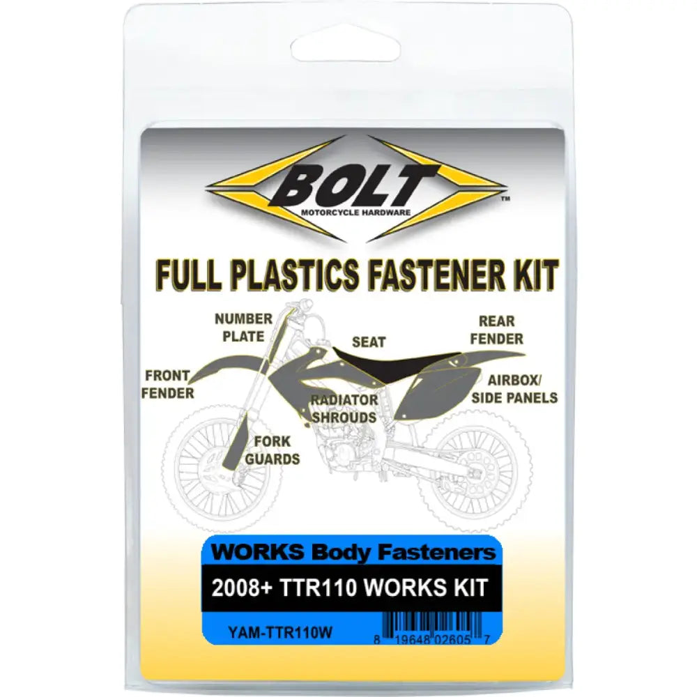 BOLT Yam TTR110W Body Work Fastener Kit for Yamaha TTR110 - BOLT