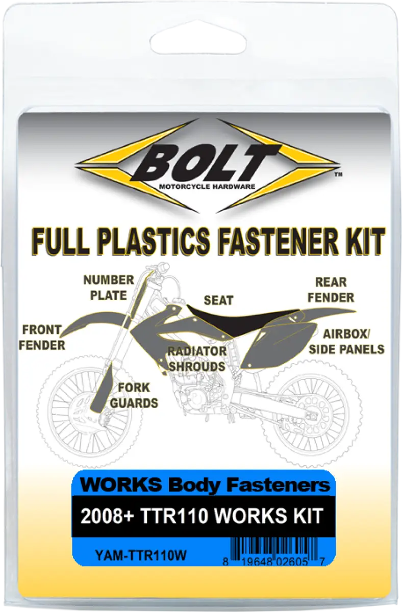BOLT Yam TTR110W Body Work Fastener Kit for Yamaha TTR110 - BOLT
