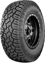 Off-road tire with aggressive tread pattern on Yokohama Geolandar X-AT Tire LT265/60R20