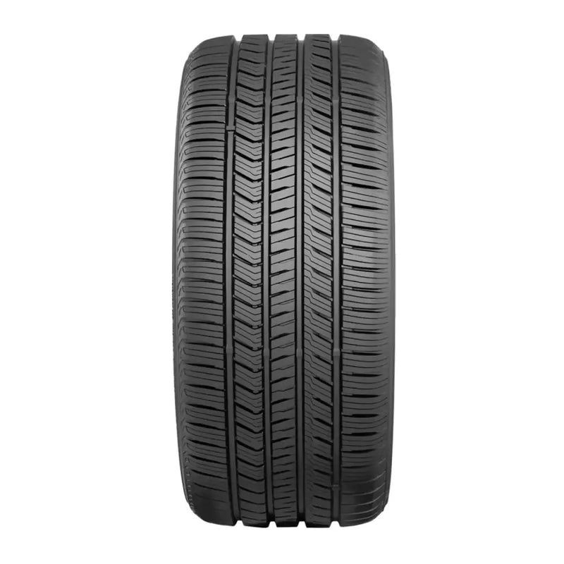 Automobile tire with aggressive tread pattern showcasing Yokohama Geolandar X-CV tire