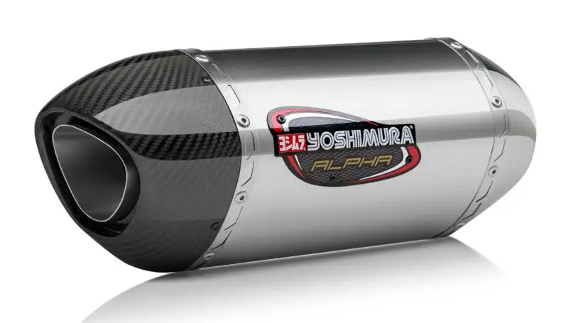 Yoshimura 14210BM520 exhaust slip-on with carbon fiber end cap and polished metal body