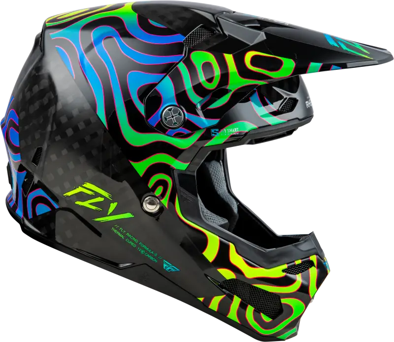 Yth Formula S Carbon Zen Hlmt Black Carbon/Blue/Yellow Yl - FLY RACING