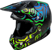Yth Formula S Carbon Zen Hlmt Black Carbon/Blue/Yellow Yl - FLY RACING