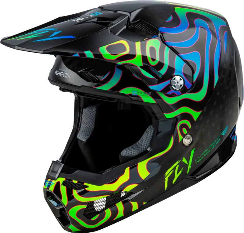 Yth Formula S Carbon Zen Hlmt Black Carbon/Blue/Yellow Yl - FLY RACING