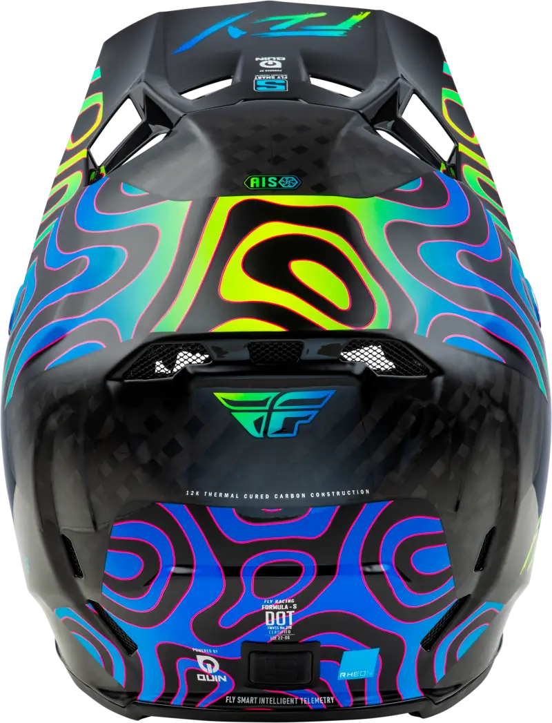 Yth Formula S Carbon Zen Hlmt Black Carbon/Blue/Yellow Yl - FLY RACING