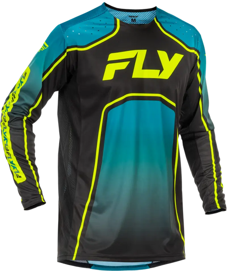 Youth Rayce Bicycle Jersey Teal/Black/Lime Yl - FLY RACING
