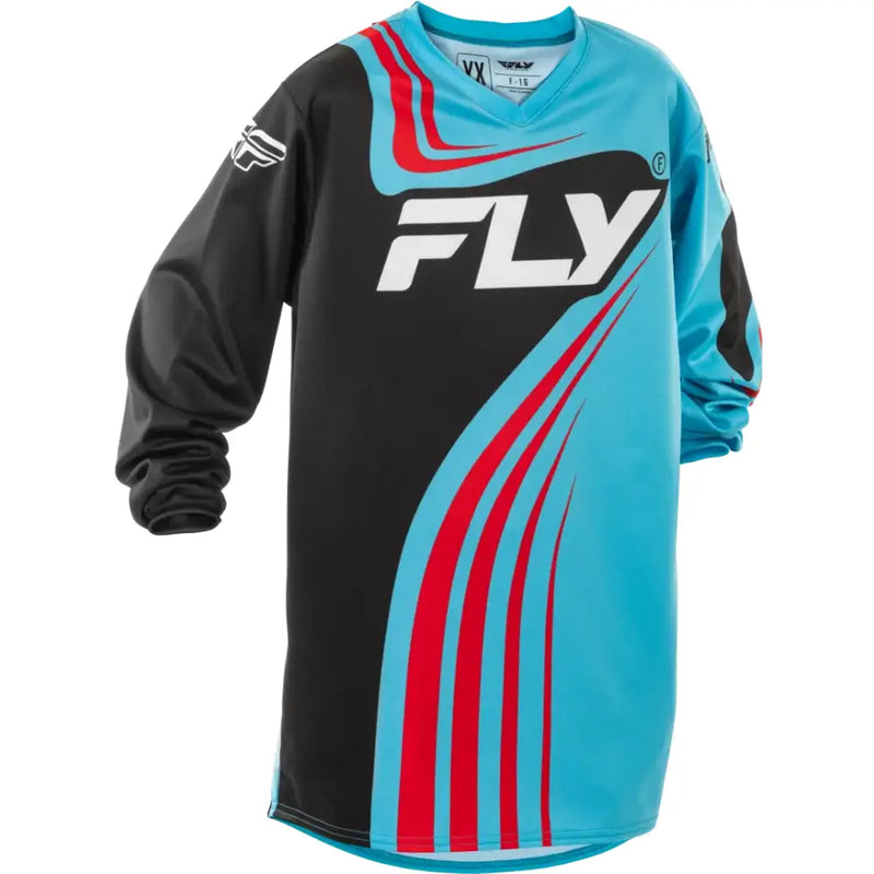 Youth F 16 Jersey Cyan/Black/Red Ym - FLY RACING