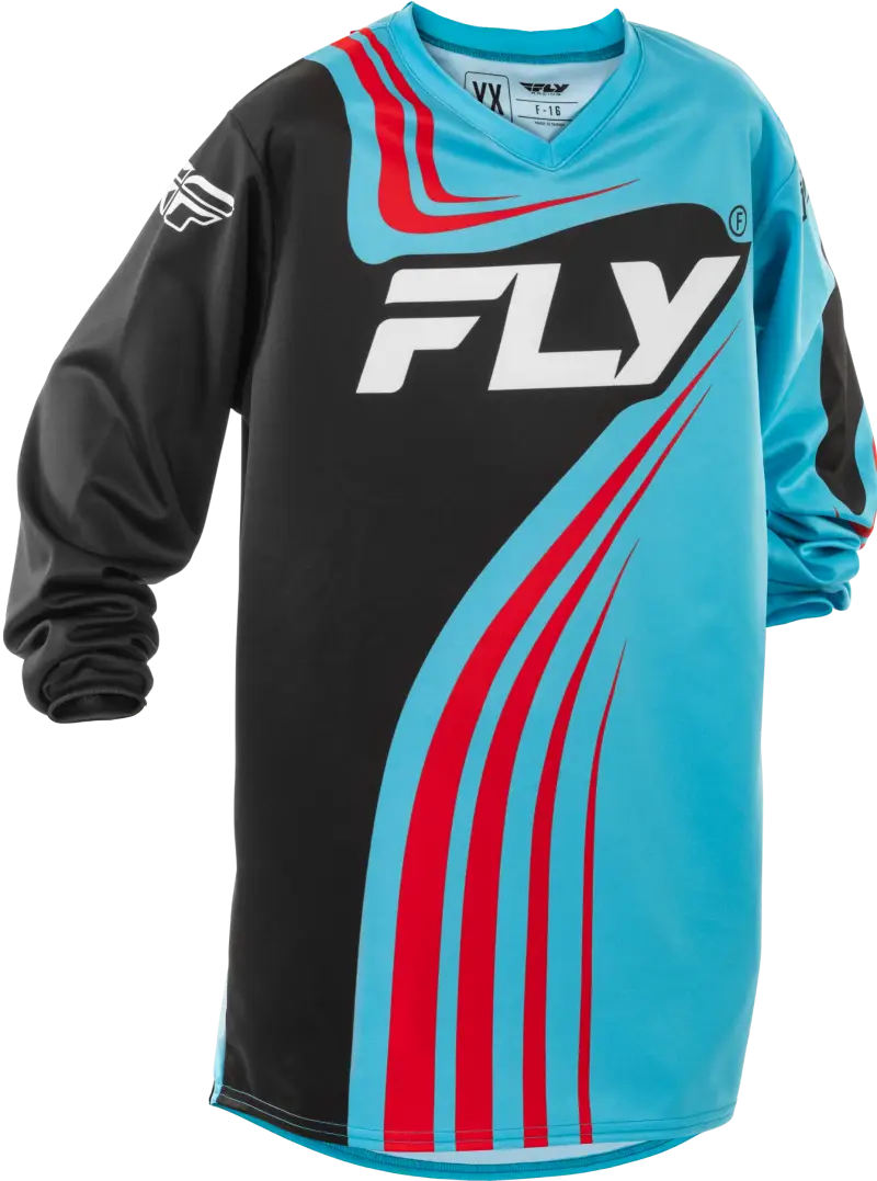 Youth F 16 Jersey Cyan/Black/Red Yxl - FLY RACING