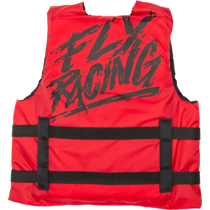 Youth Flotation Vest Red/Black by AVADA, featuring "Fly Racing" text, 200 Denier Oxford Nylon shell, unisex sizing, Coast Guard Approved Type III for youth, ideal for RV, Automotive, Powersports, off-road, marine, exterior, truck accessories, interior, truck bed, RV parts, Powersports, AVADA - Best Sellers