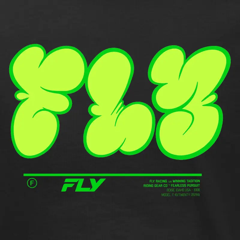 Youth Fly Graffiti Tee Black Yl - FLY RACING