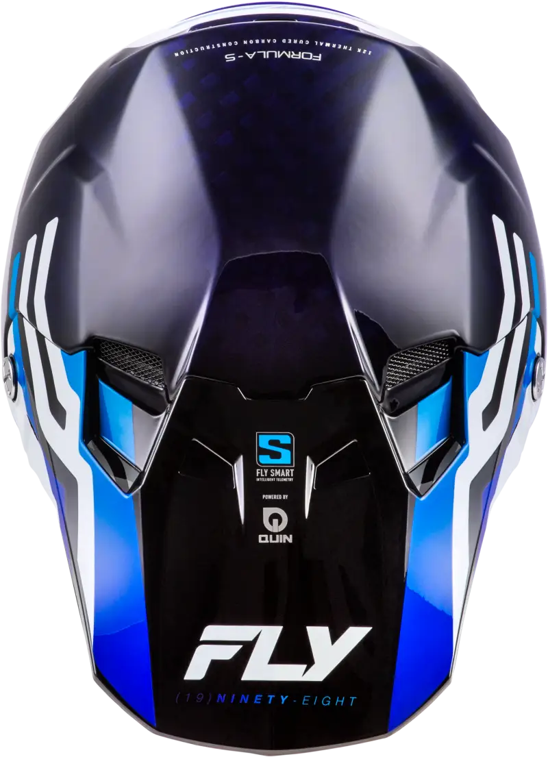 Yth Formula S Carbon Byte Hlmt Blue Carbon/Blue/White Yl - FLY RACING