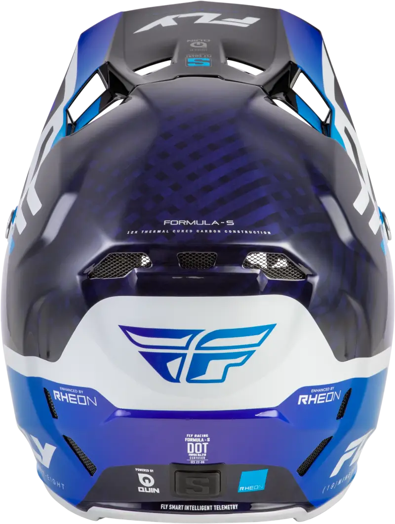 Yth Formula S Carbon Byte Hlmt Blue Carbon/Blue/White Yl - FLY RACING