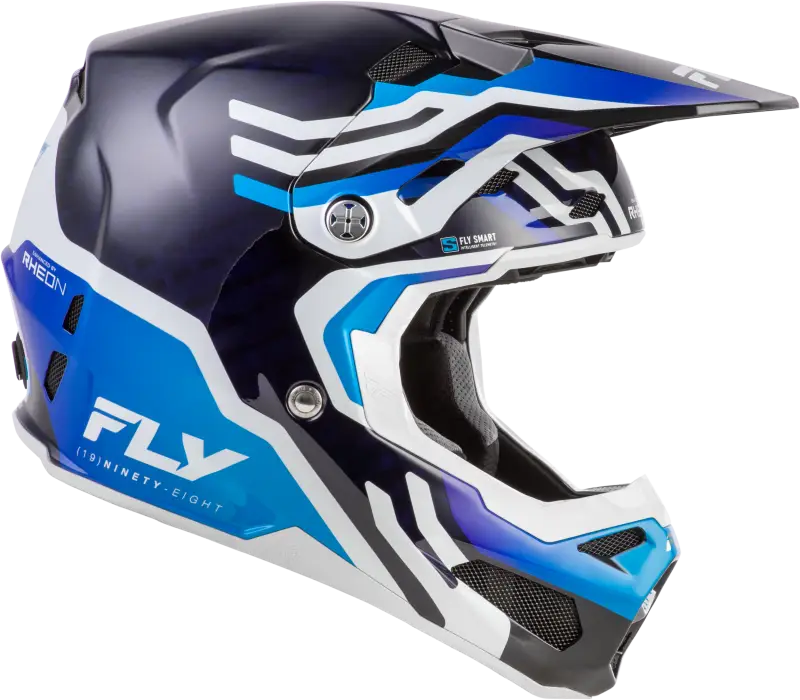 Yth Formula S Carbon Byte Hlmt Blue Carbon/Blue/White Yl - FLY RACING