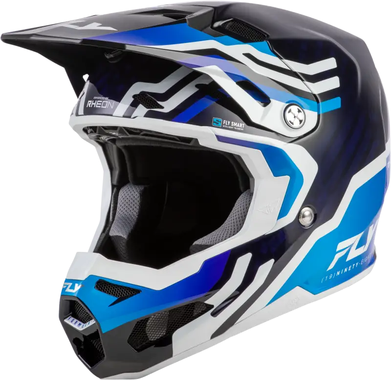 Yth Formula S Carbon Byte Hlmt Blue Carbon/Blue/White Yl - FLY RACING