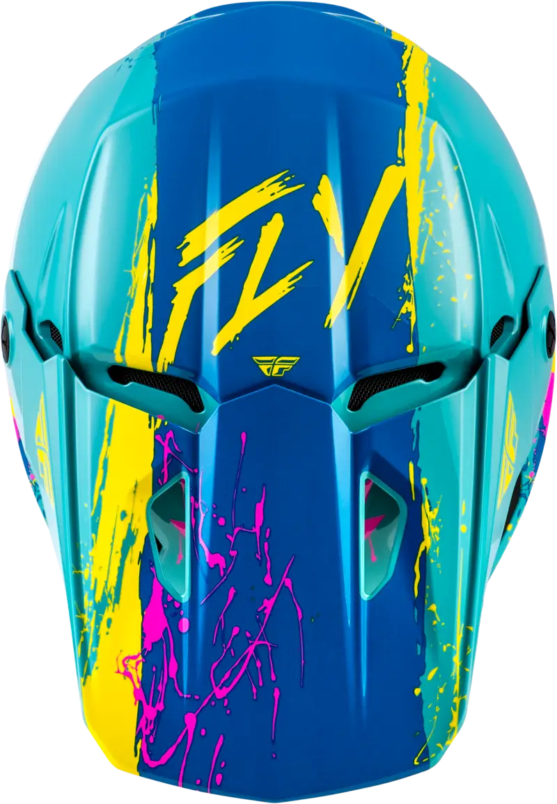 Youth Kinetic Drip Helmet Turquoise/Pink/Yellow Ys - FLY RACING
