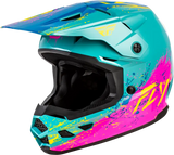 Youth Kinetic Drip Helmet Turquoise/Pink/Yellow Ys - FLY RACING