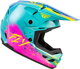 Youth Kinetic Drip Helmet Turquoise/Pink/Yellow Ys - FLY RACING