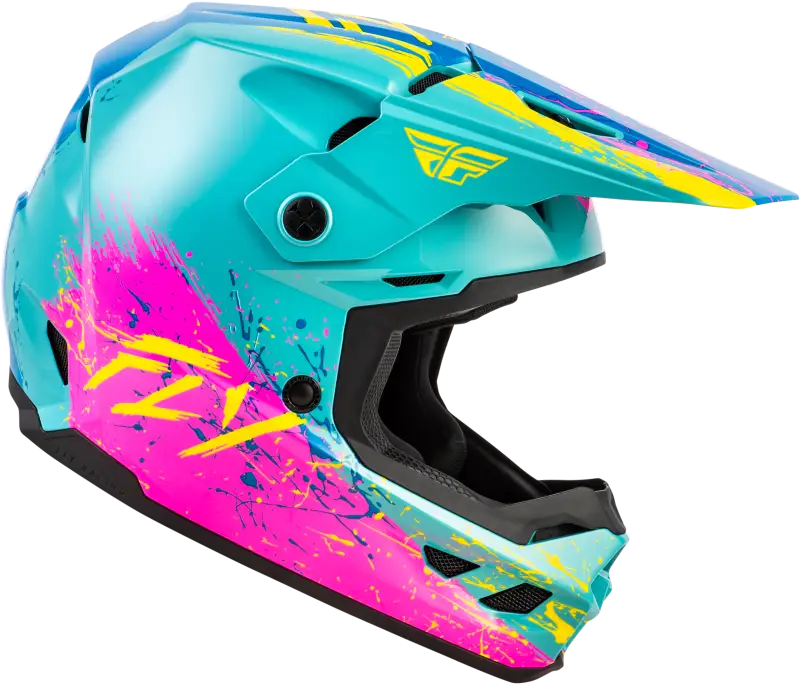 Youth Kinetic Drip Helmet Turquoise/Pink/Yellow Ys - FLY RACING