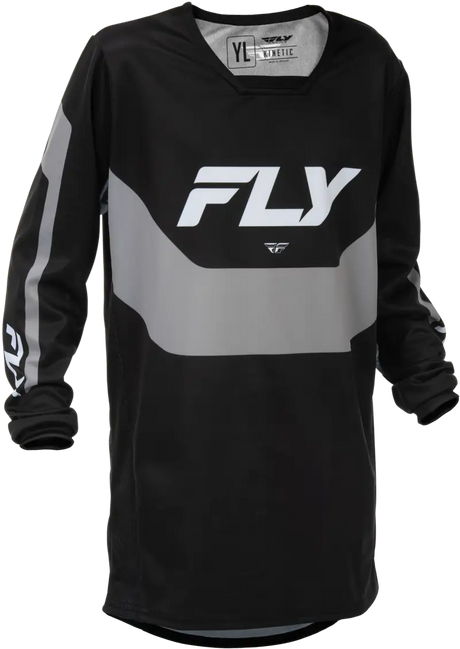 Youth Kinetic Jersey Black/Grey Yl - FLY RACING