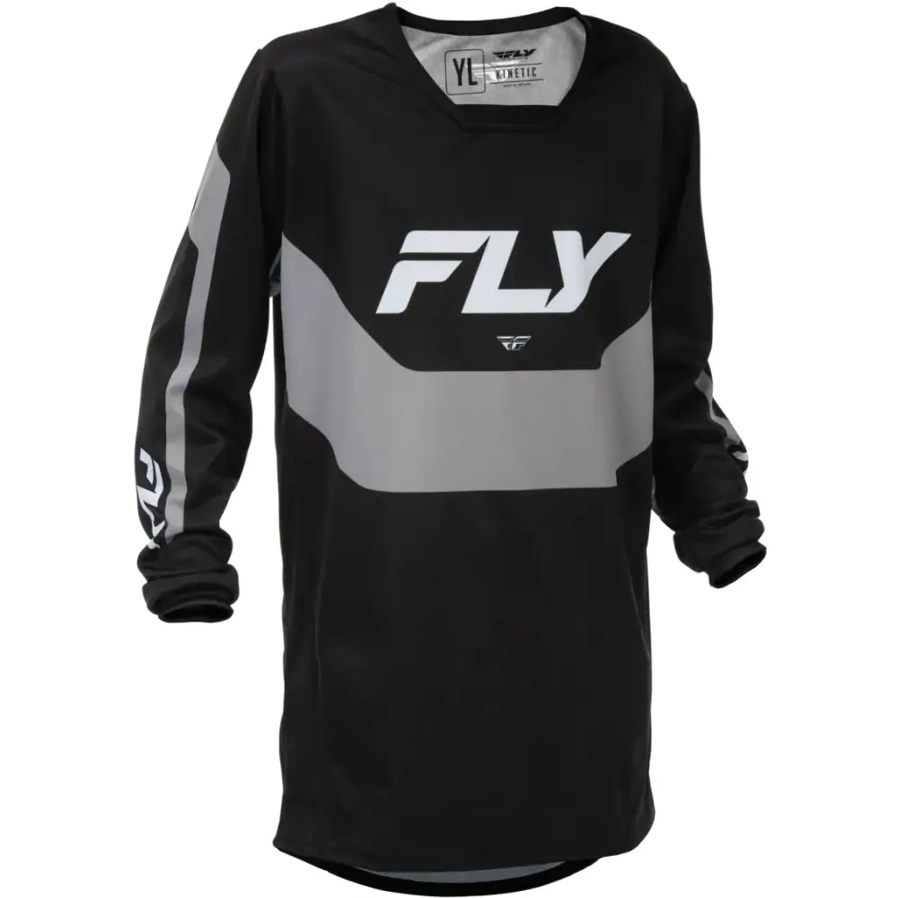 Youth Kinetic Jersey Black/Grey Ym - FLY RACING