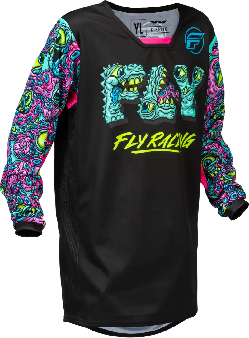 Youth Kinetic Mutant Jersey Black/Multi Ym - FLY RACING