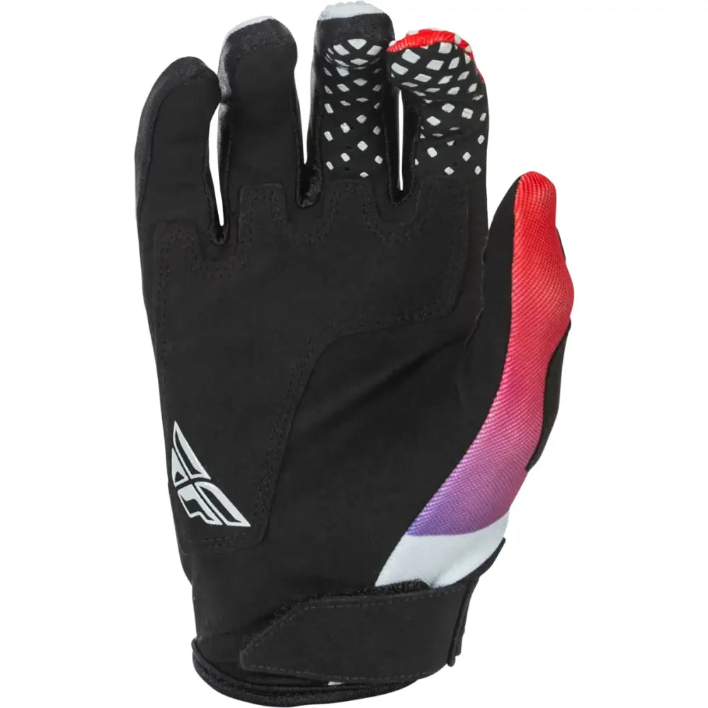 Youth Kinetic Gloves Grey/Red/Purple/Black Ys - FLY RACING