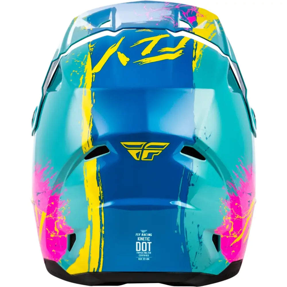 Youth Kinetic Drip Helmet Turquoise/Pink/Yellow Yl - FLY RACING