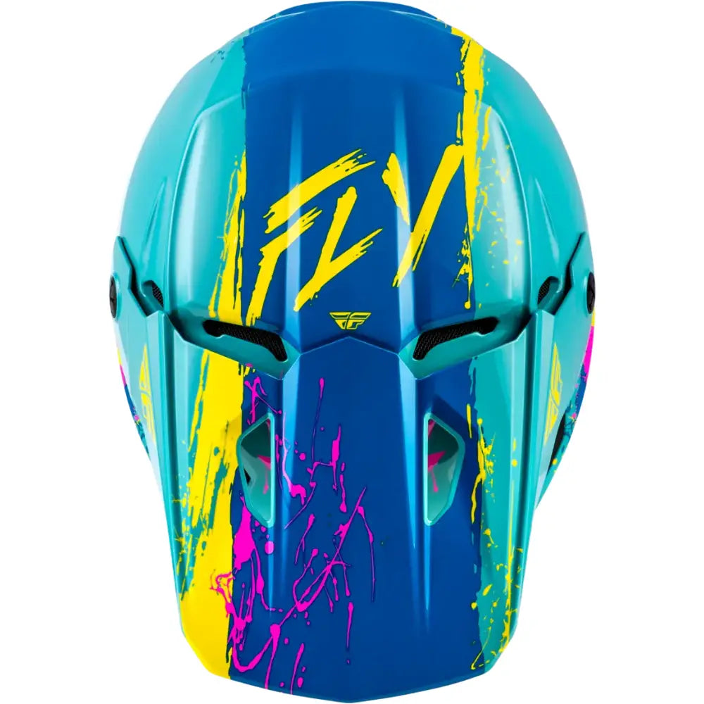 Youth Kinetic Drip Helmet Turquoise/Pink/Yellow Yl - FLY RACING