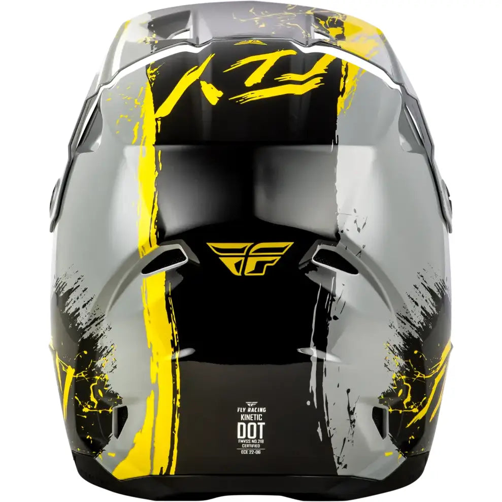 Youth Kinetic Drip Helmet Grey/Black/Yellow Ys - FLY RACING