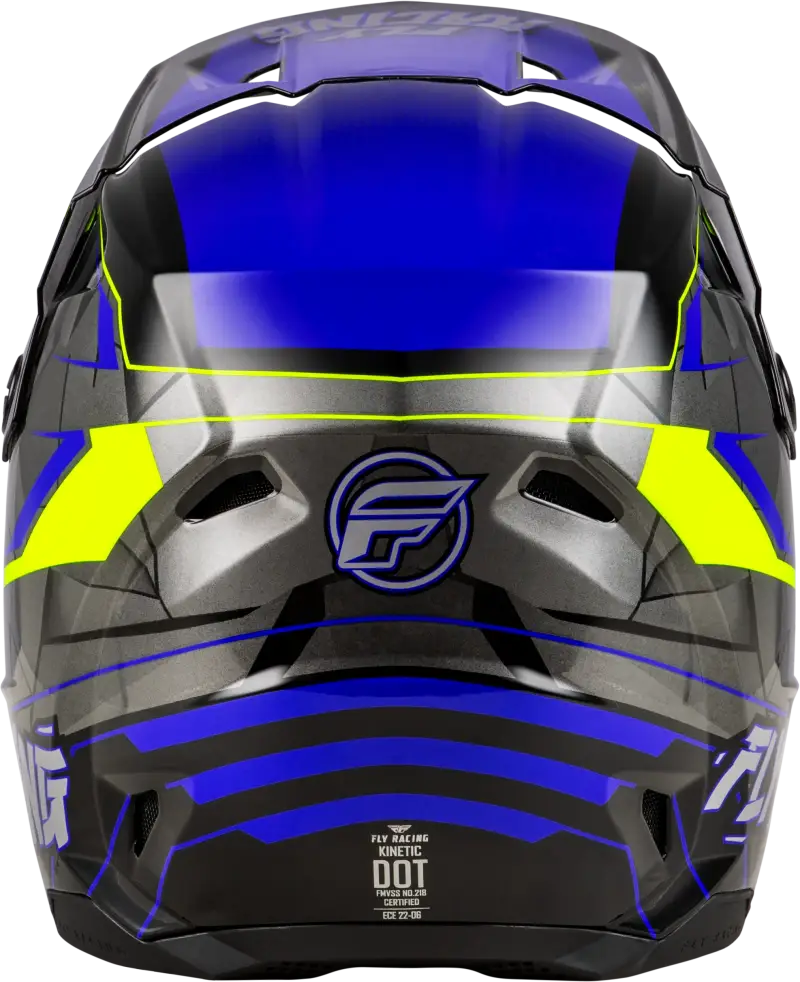 Youth Kinetic Scorched Helmet Blue and Yellow motocross helmet for kids
