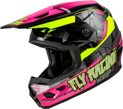Pink and yellow Kinetic Scorched Helmet for Youth, Neon Pink and Hi Vis design