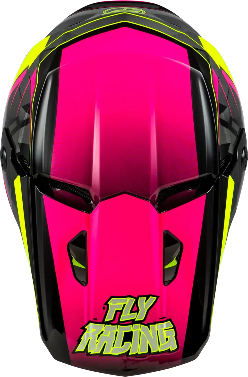 Youth Kinetic Scorched Helmet in Neon Pink, Hi Vis and Black for motocross riding