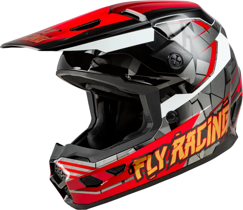 Youth Kinetic Scorched helmet in red black and white for motocross riding