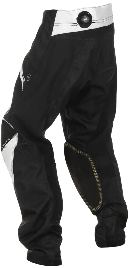 Youth Kinetic Stoke Pants Black White with stretch rip-stop, button closure, knee pads