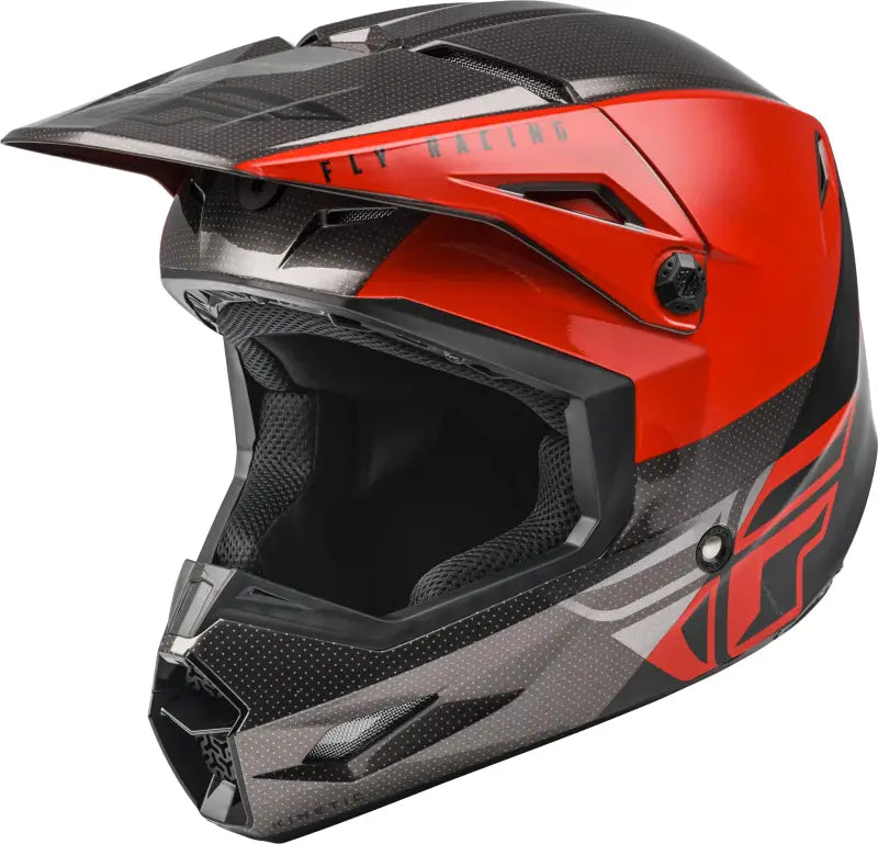 Youth Kinetic Straight Edge Helmet Red/Black/Grey Ys